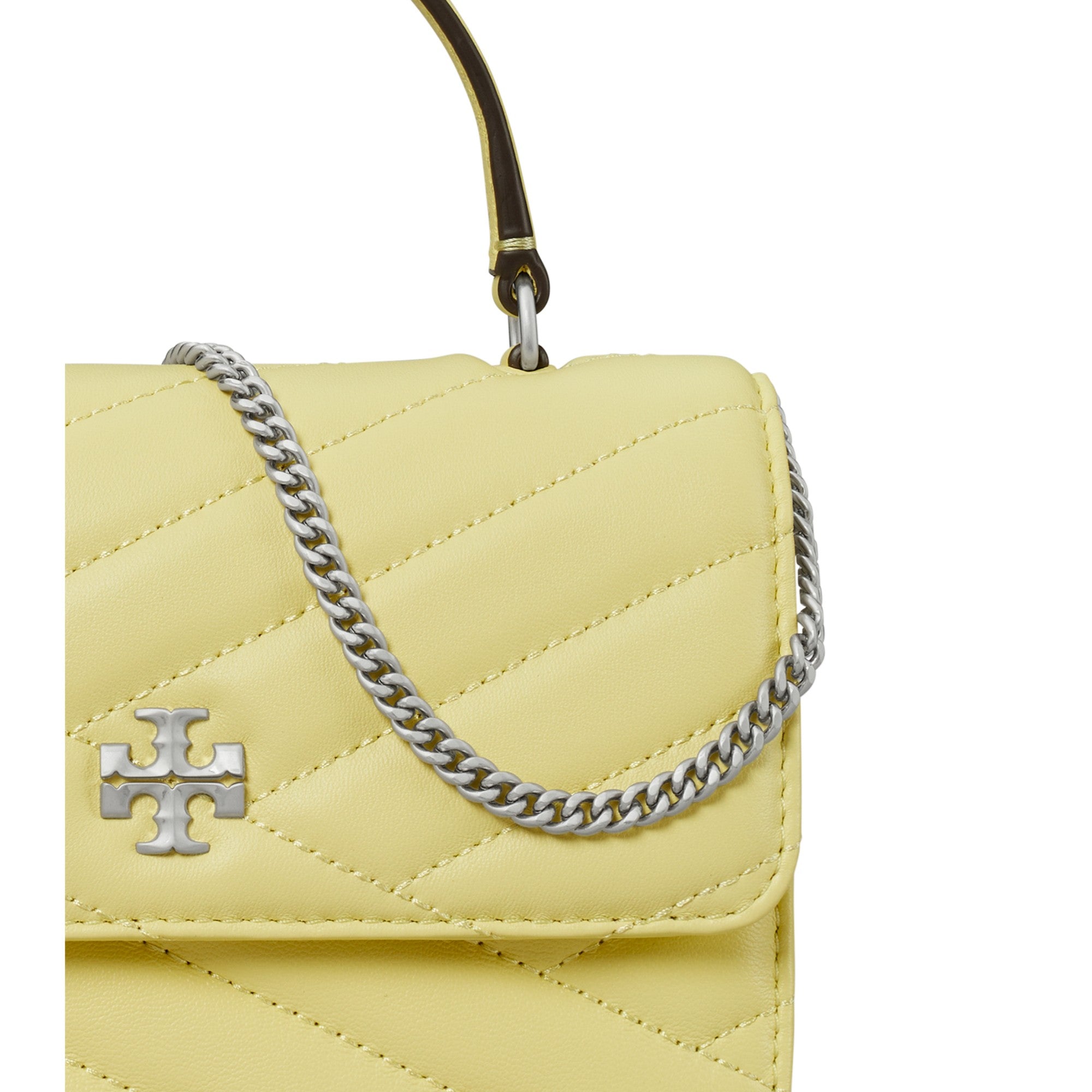 Women Kira Chevron Mini Top Handle Chain Wallet - Pastel Yellow