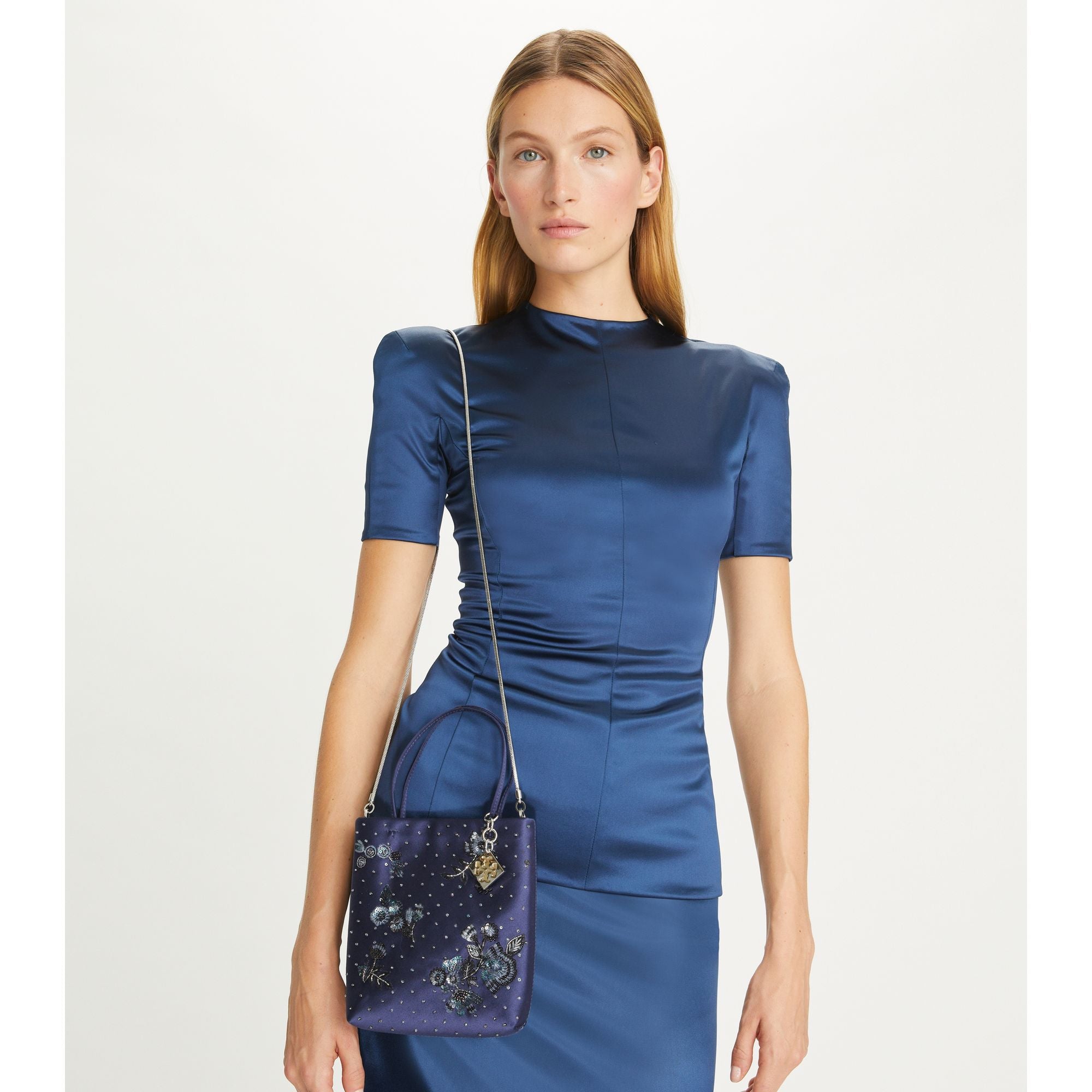 Women Midnight Embellished Mini Tote - Tory Navy