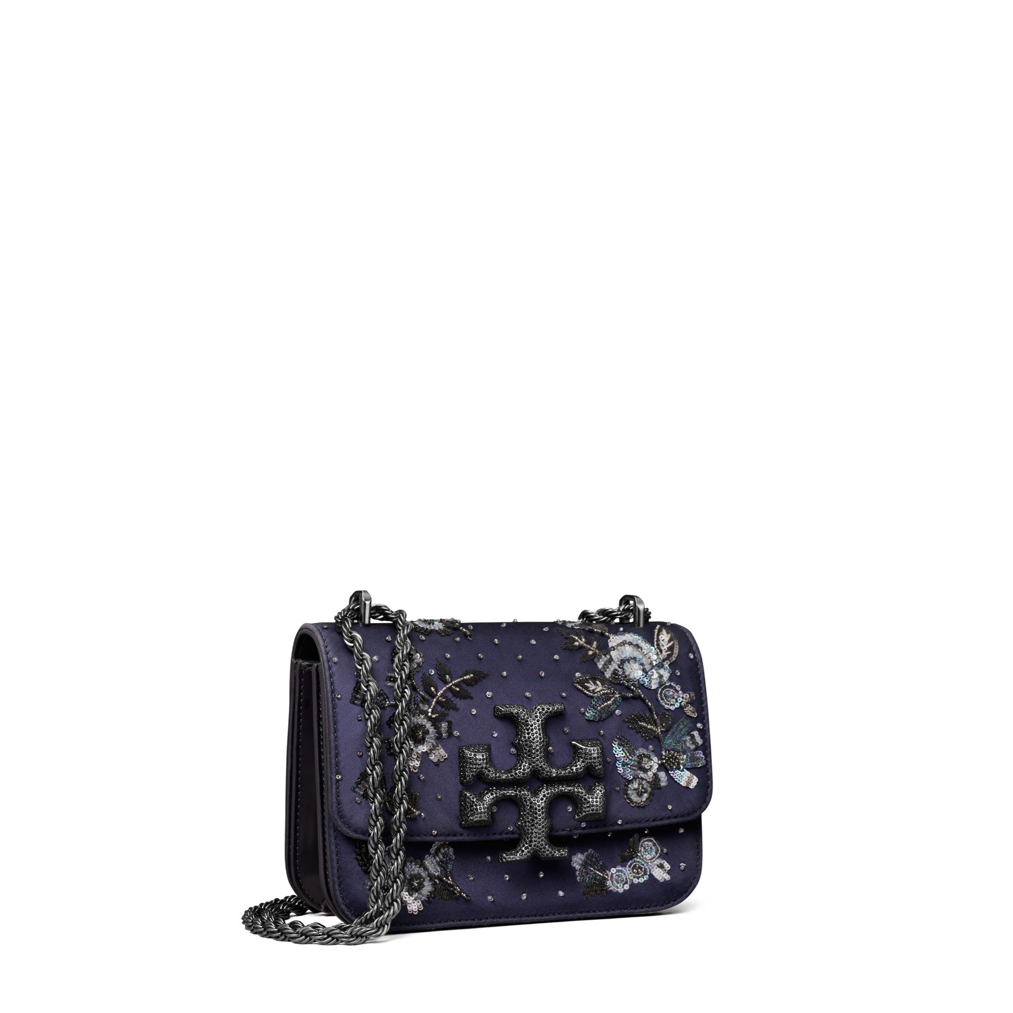 Women Eleanor Embellished Satin Small Convertible Shoulder Bag - Tory Navy