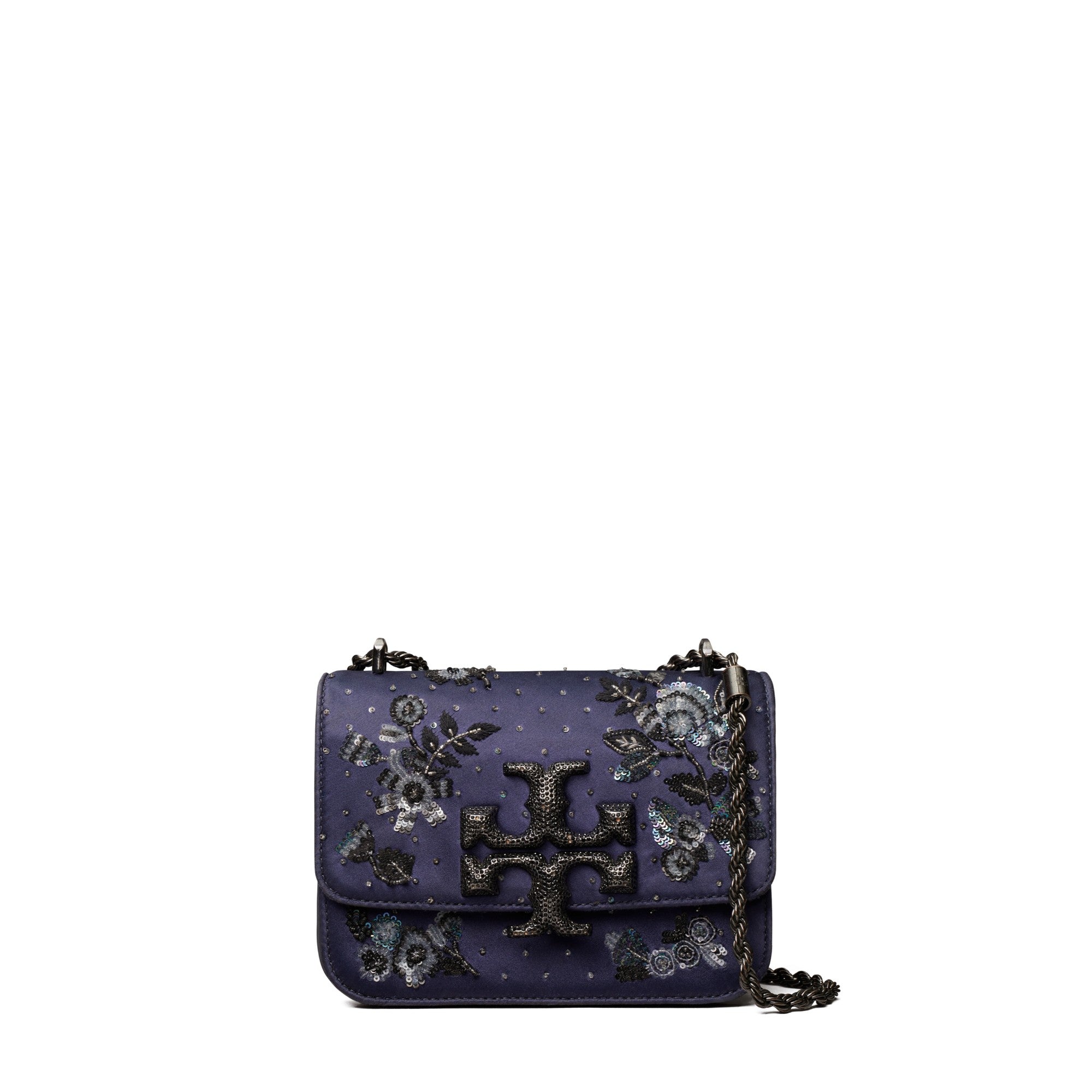Women Eleanor Embellished Satin Small Convertible Shoulder Bag - Tory Navy