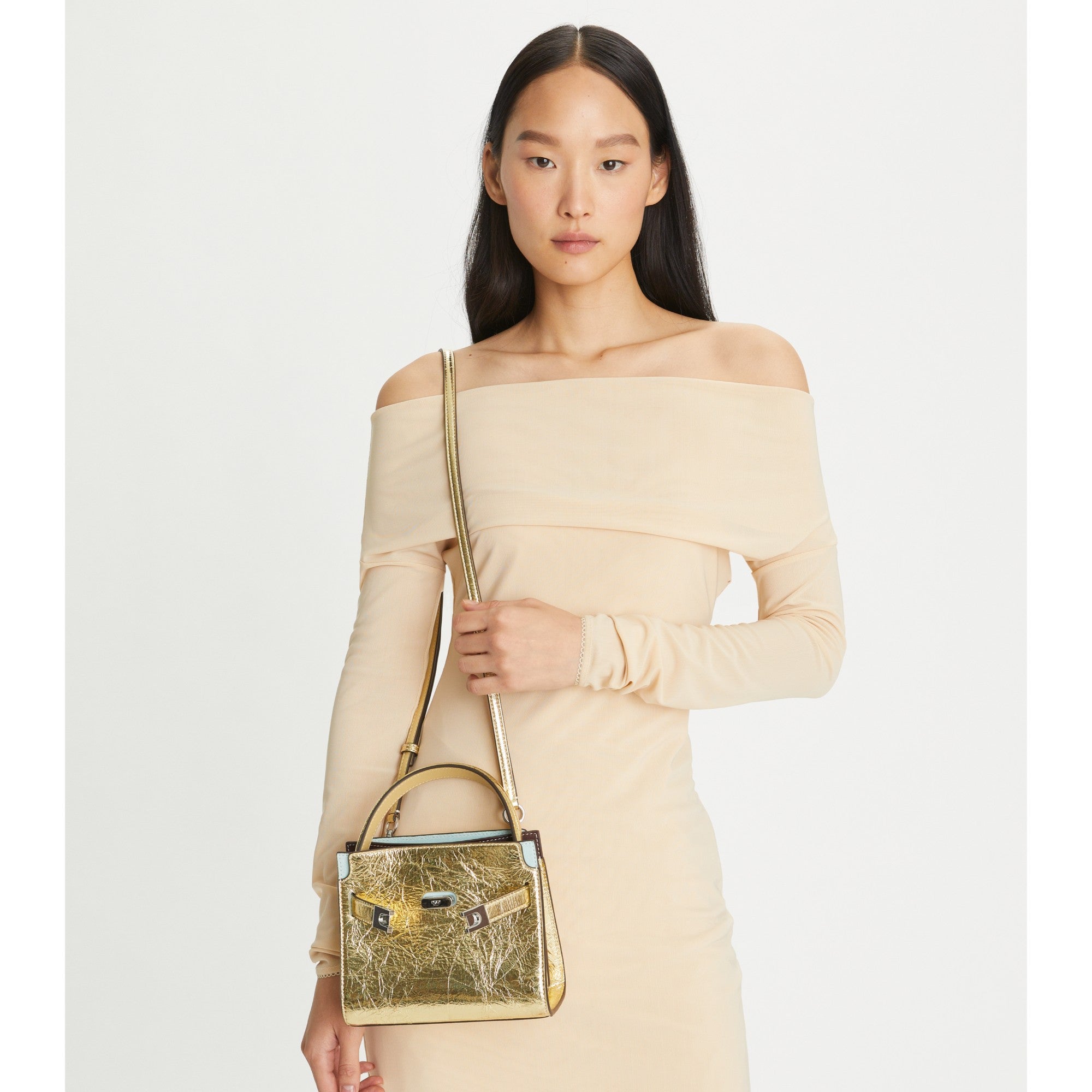 Women Lee Radziwill Metallic Petite Double Bag - 18 Kt Gold