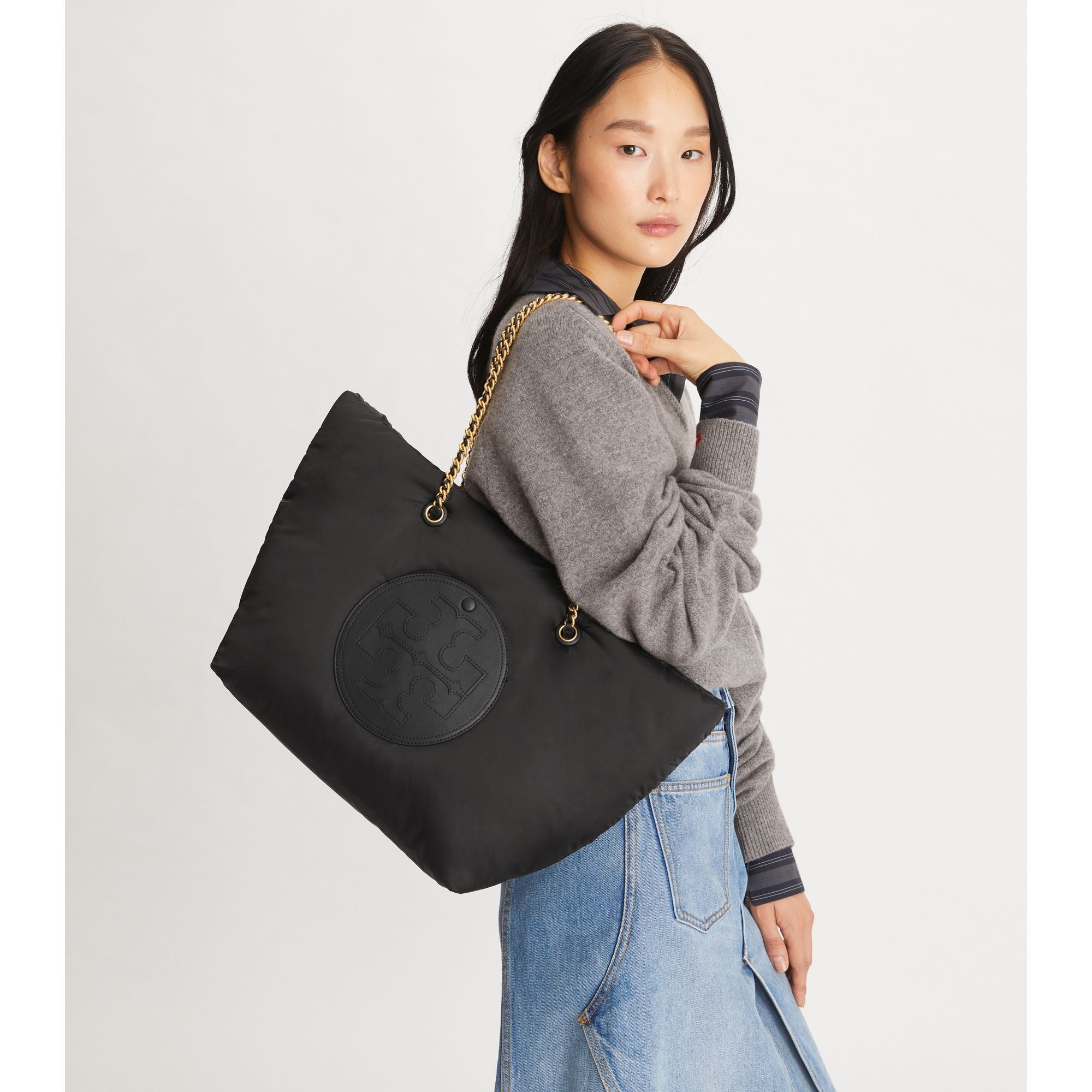 Women Ella Chain Soft Tote - Black