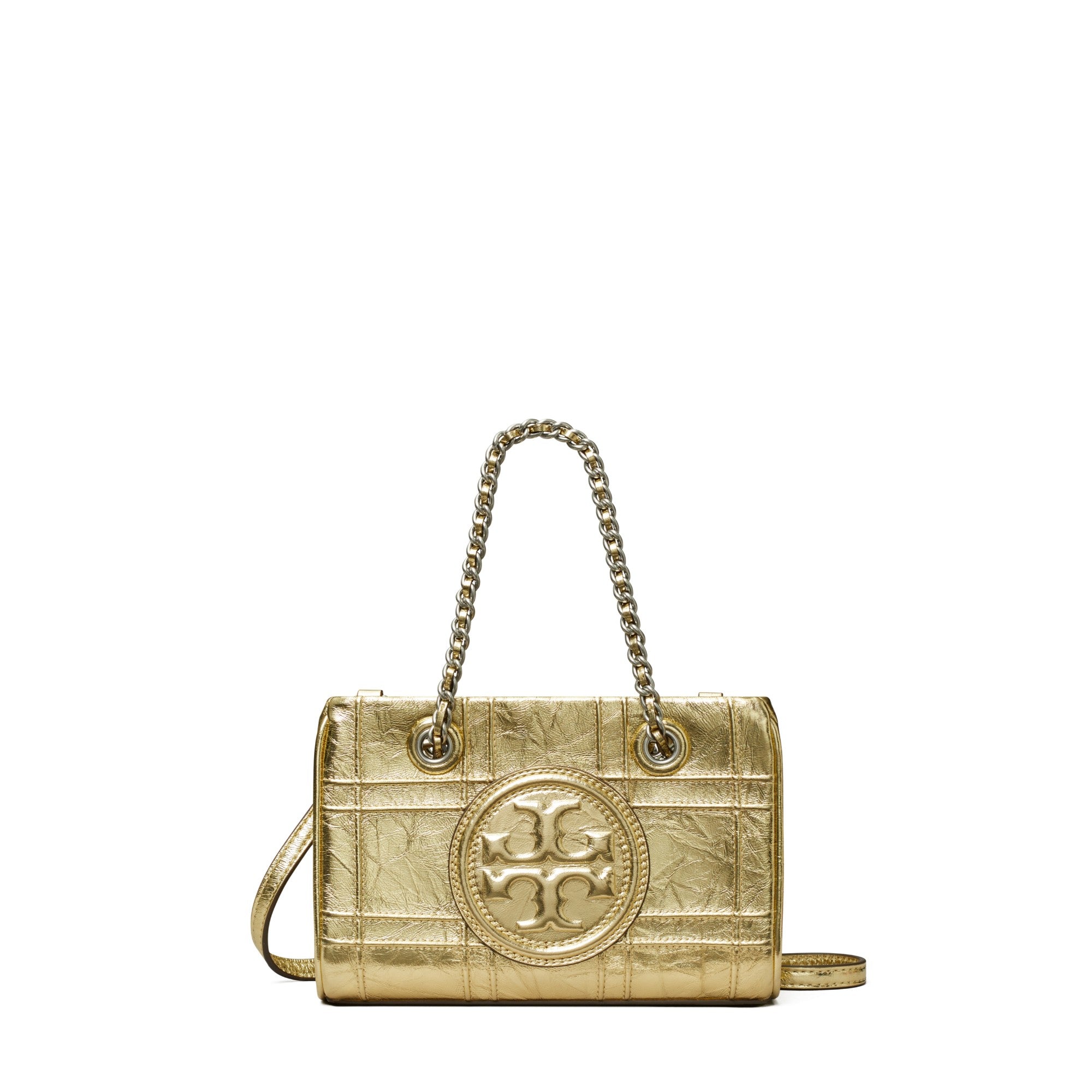 Women Fleming Soft Metallic Quilt Mini Chain Tote - 18 Kt Gold