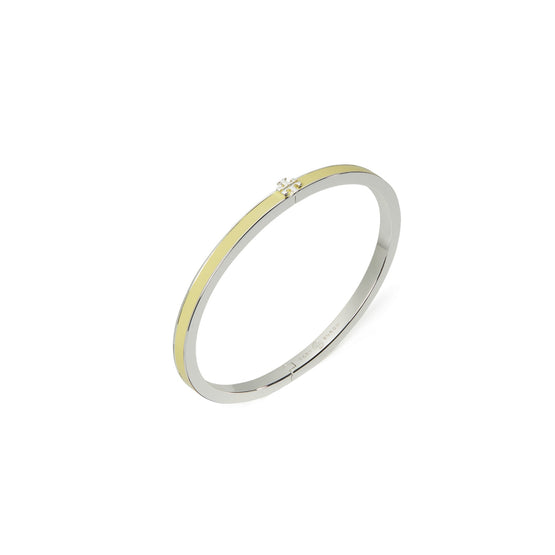 Women Thin Icon Enamel Bracelet - Light Silver / Lemon Zest