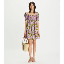 Women Smocked Printed Cotton Mini Dress - Aster Pink Bold Flower