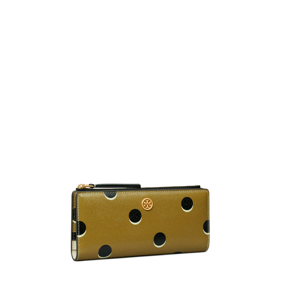 Women Robinson Dotted Zip Slim Wallet - Taupe Loop Dot