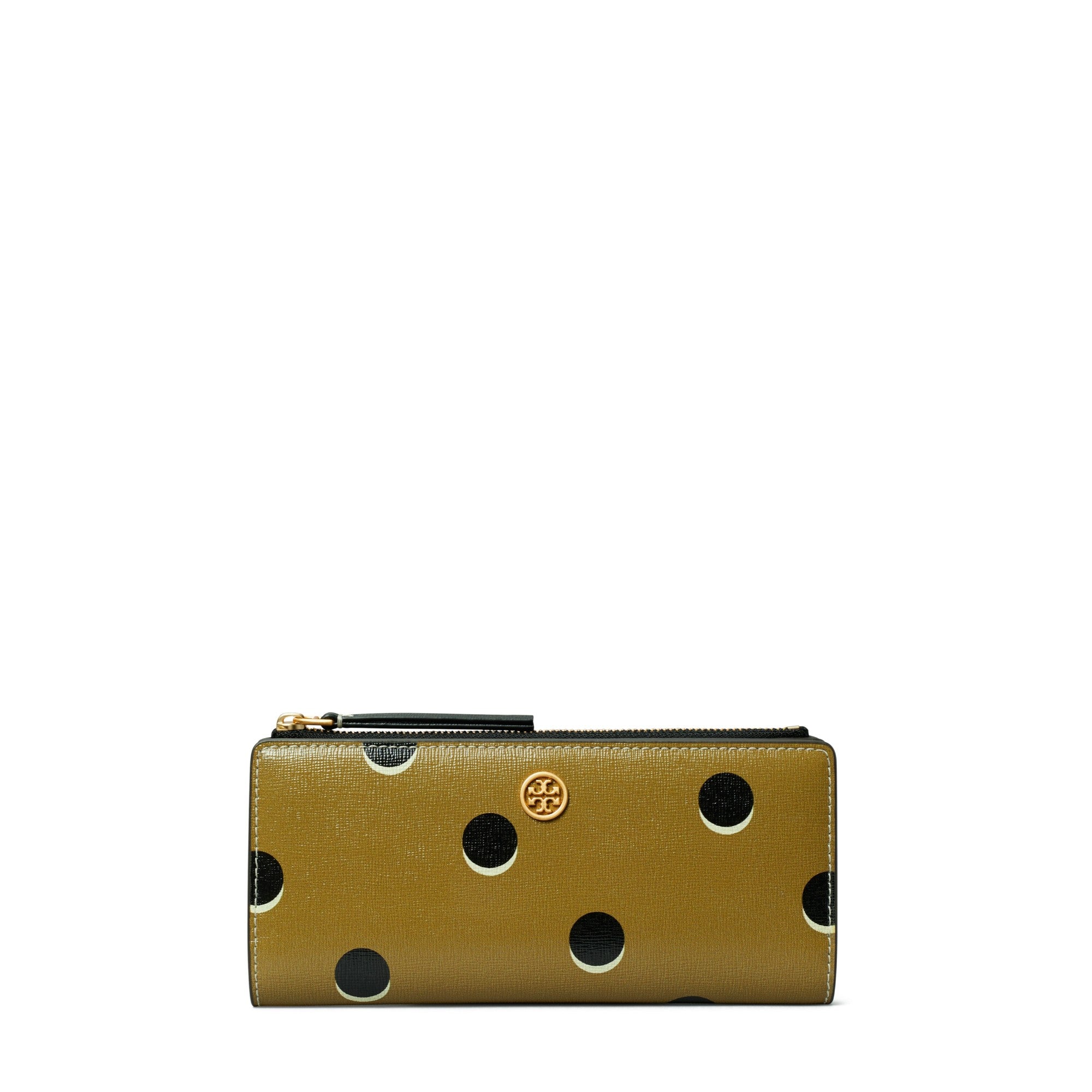 Women Robinson Dotted Zip Slim Wallet - Taupe Loop Dot