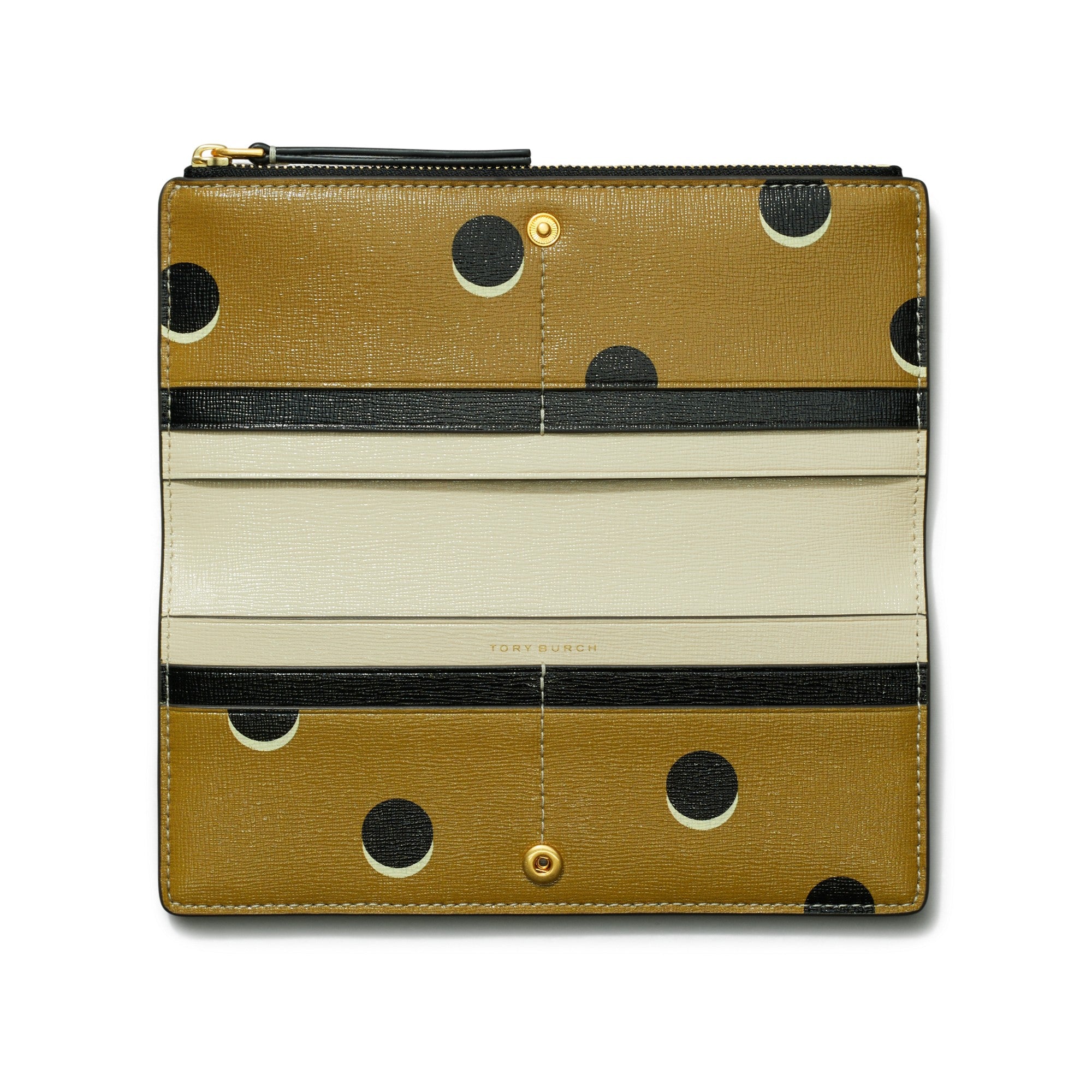 Women Robinson Dotted Zip Slim Wallet - Taupe Loop Dot