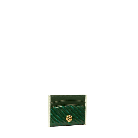 Women Robinson Patent Puffy Quilted Card Case - Pine Tree