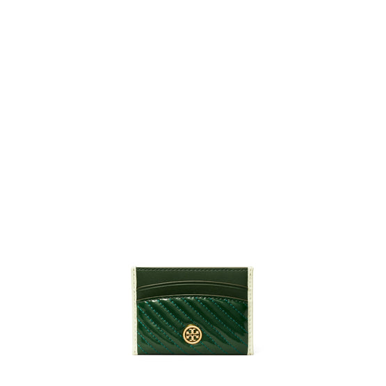 Women Robinson Patent Puffy Quilted Card Case - Pine Tree