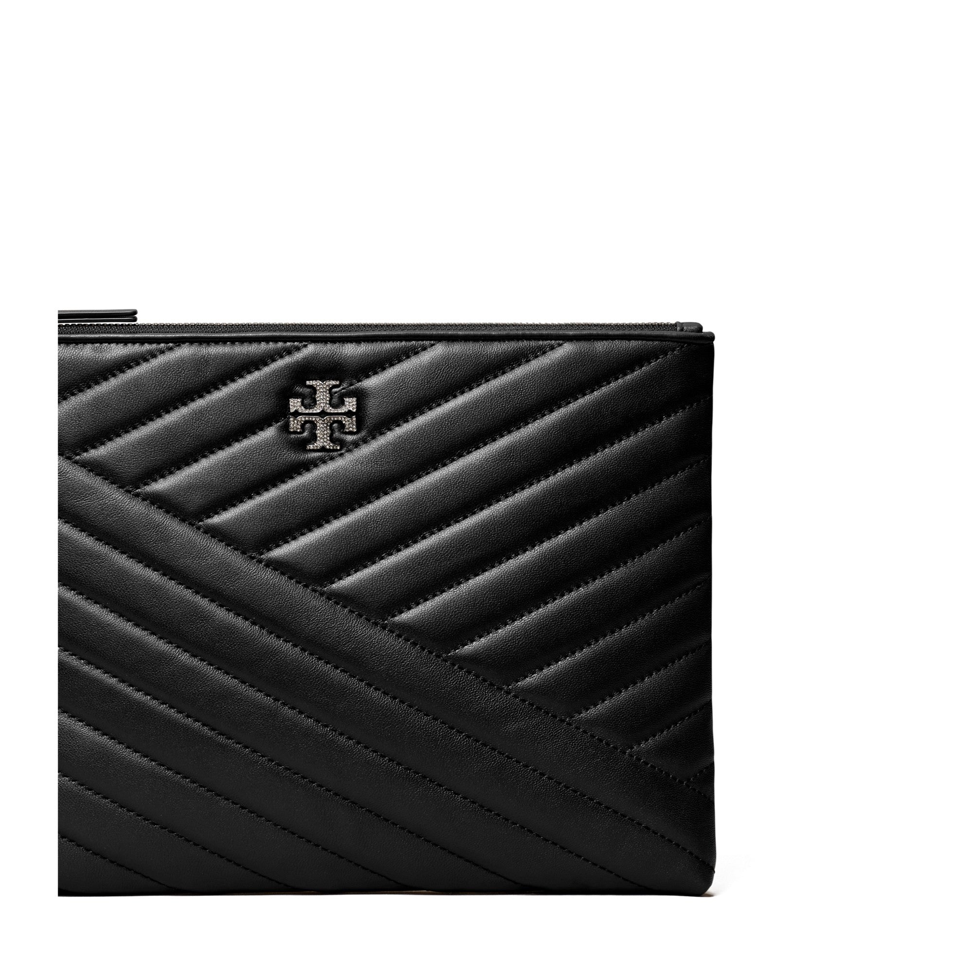 Women Kira Chevron Pave Logo Pouch - Black
