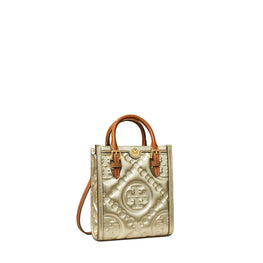 Women T Monogram Metallic Puffy Mini N/S Tote - Gold
