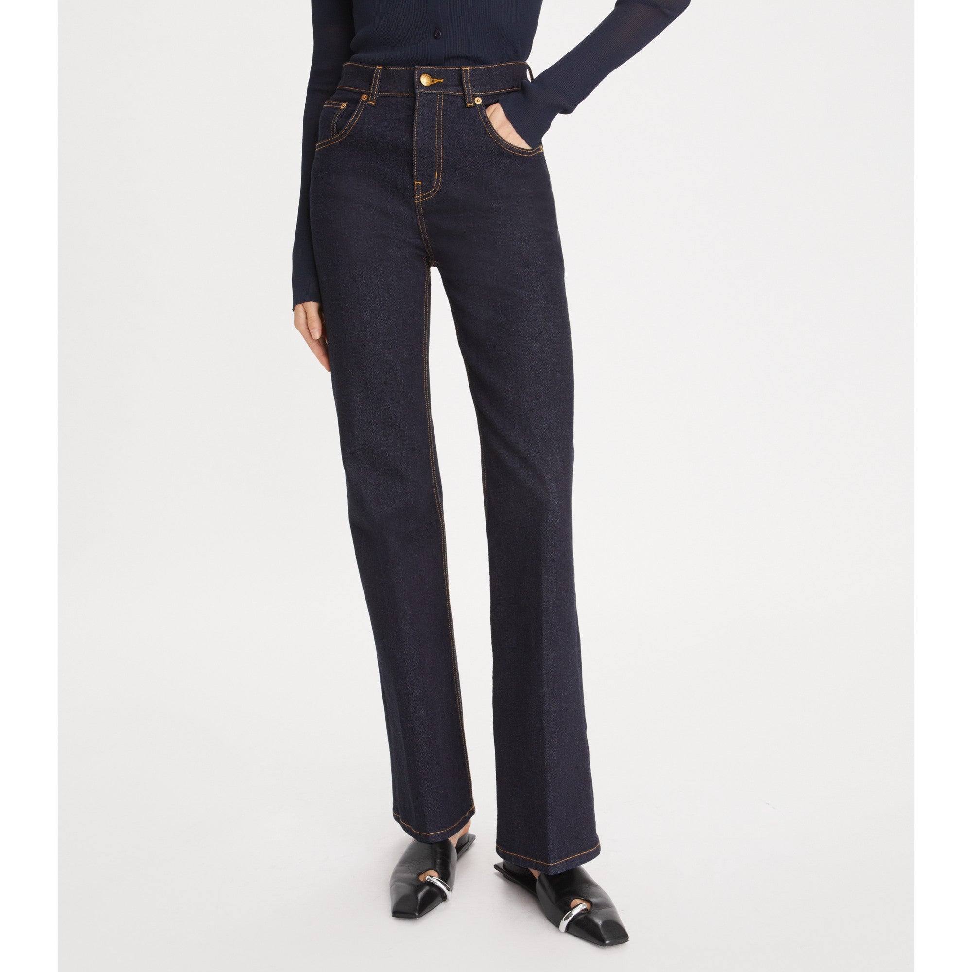 Women Stretch Boot Leg Jeans - Dark Wash