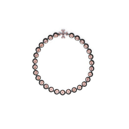 Women Crystal Necklace - Matte Black / Vintage Rose