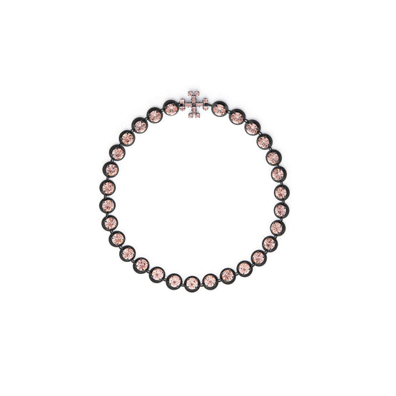 Women Crystal Necklace - Matte Black / Vintage Rose