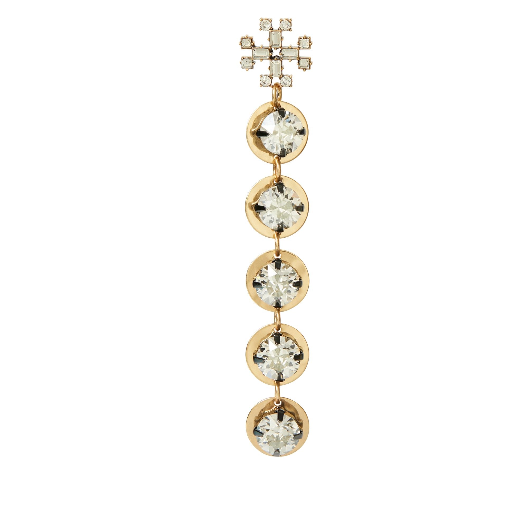 Women Crystal Linear Earring - Antique Light Brass / Crystal