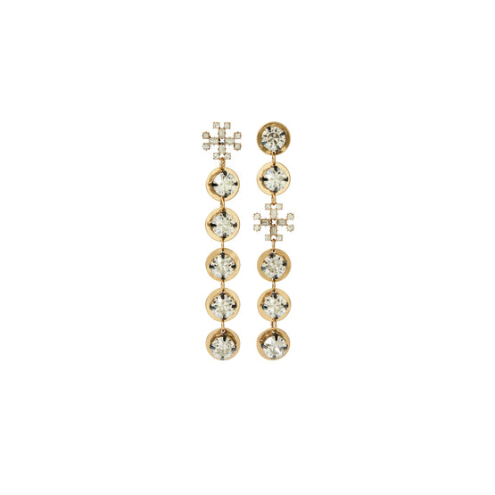 Women Crystal Linear Earring - Antique Light Brass / Crystal