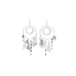 Women Galaxy Hoop Earring - Light Silver / White