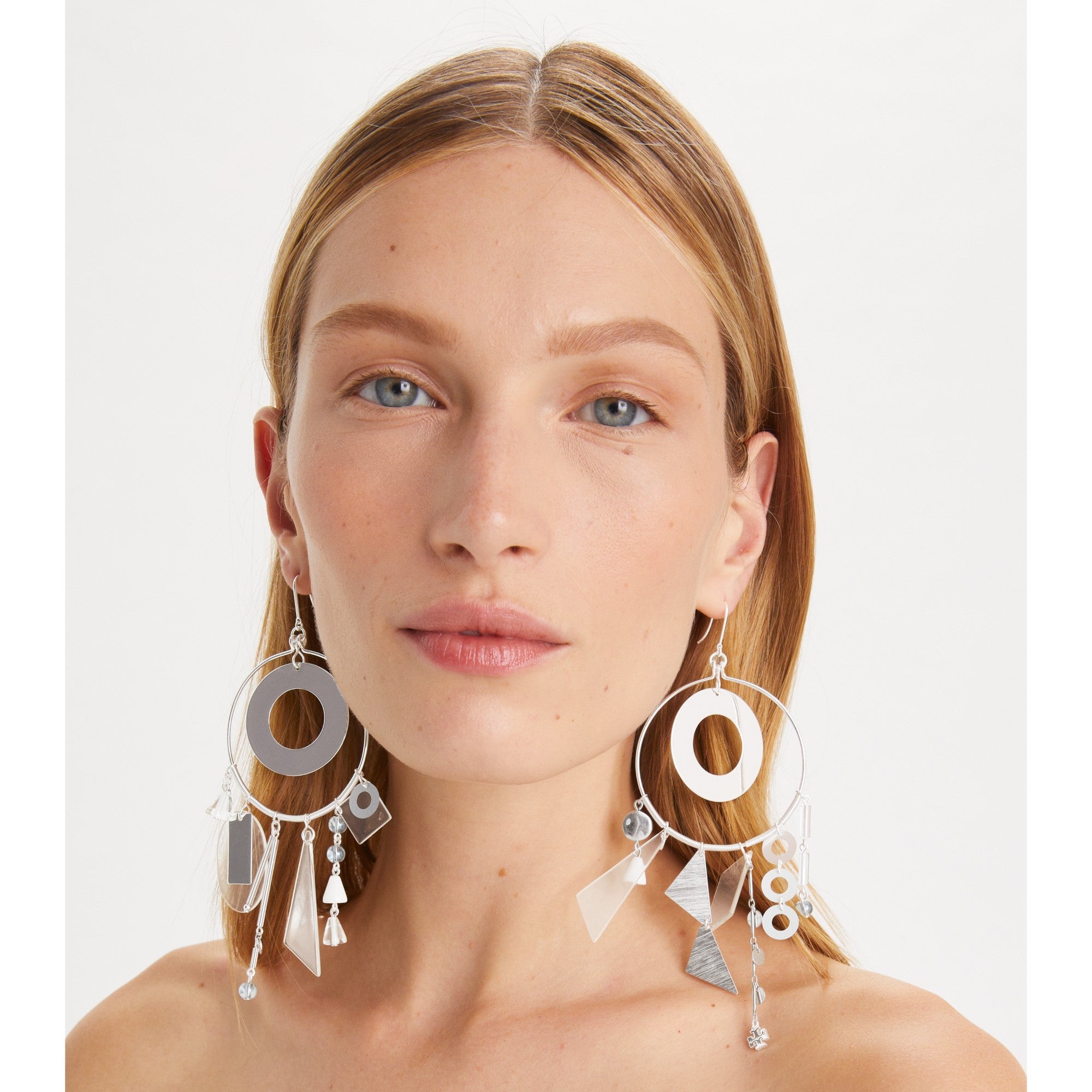 Women Galaxy Hoop Earring - Light Silver / White