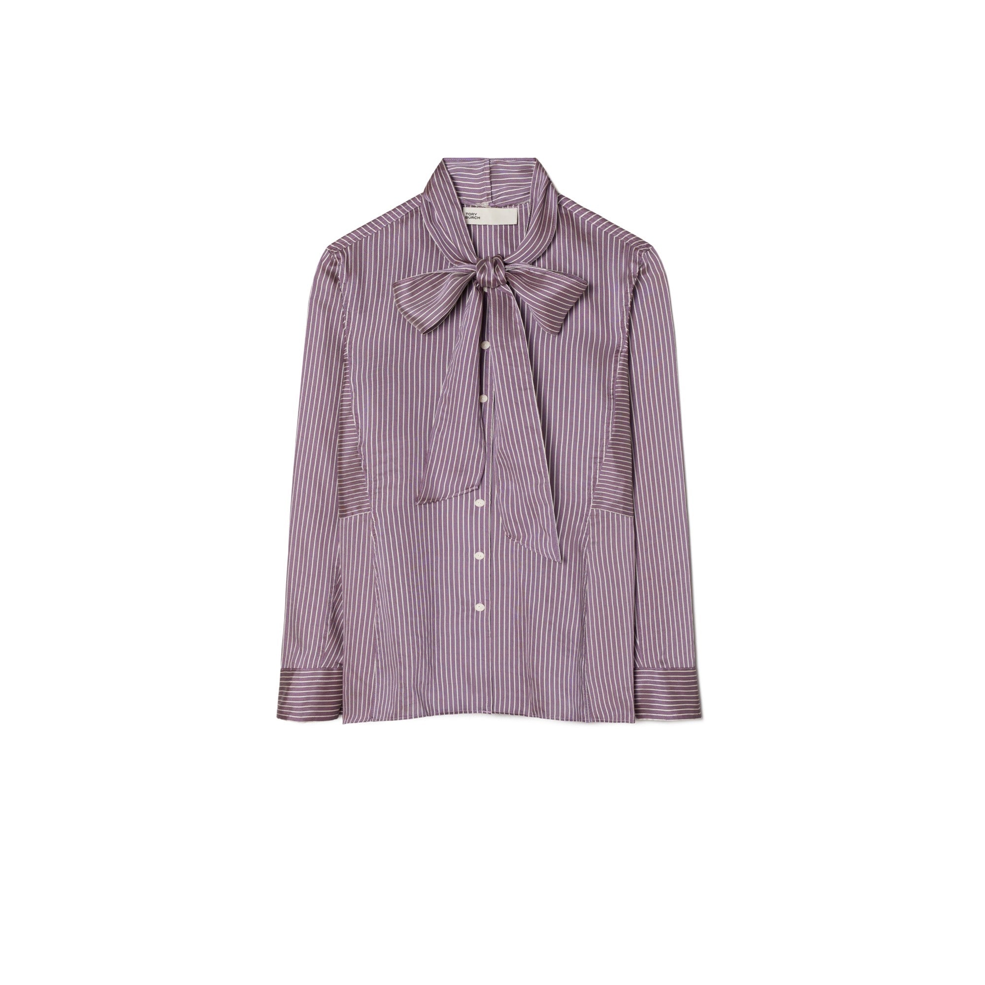 Women Striped Viscose Bow Blouse - Purple Candy Stripe