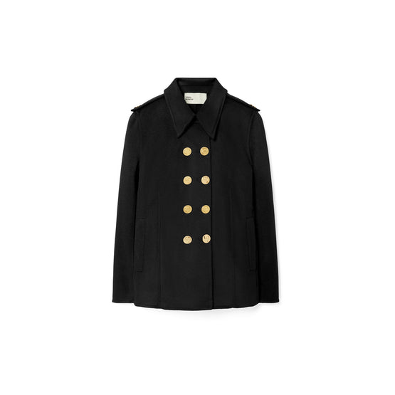 Women Wool Peacoat - Black