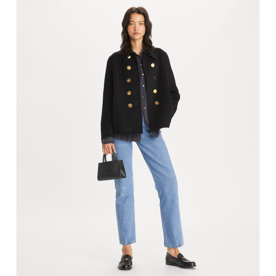 Women Wool Peacoat - Black