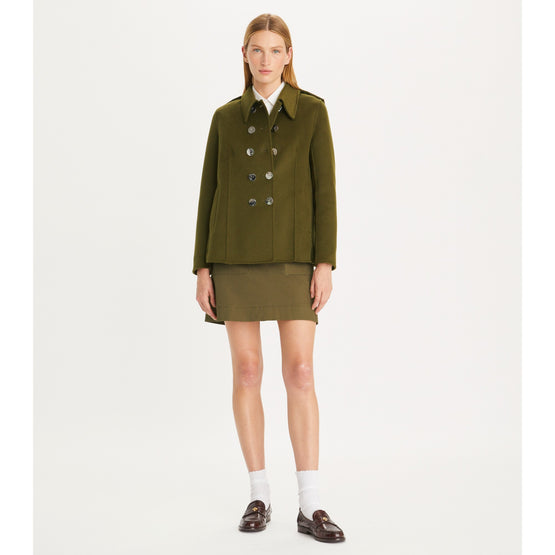 Women Wool Peacoat - Deep Olive