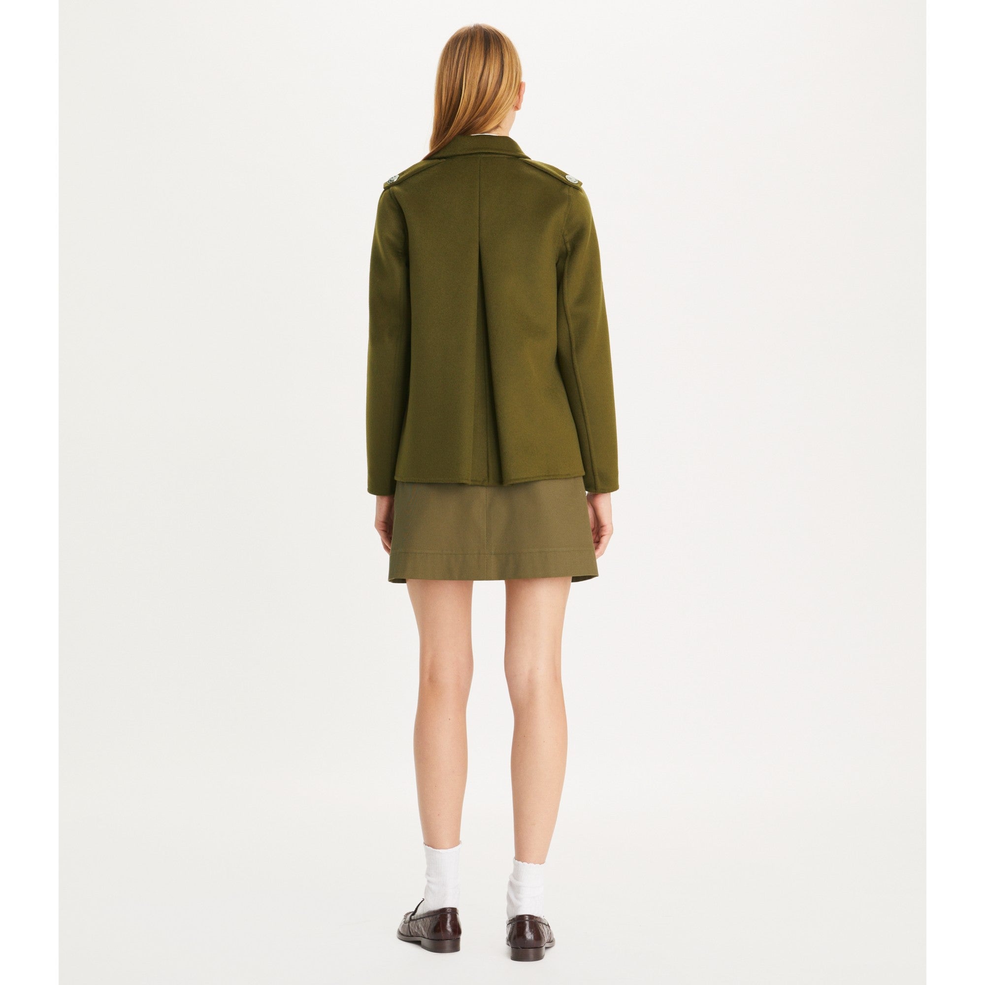 Women Wool Peacoat - Deep Olive