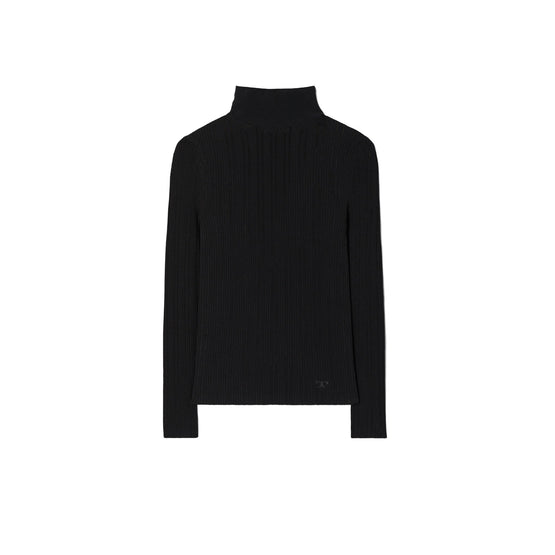 Women Pointelle Nalfred T-Neck - Black
