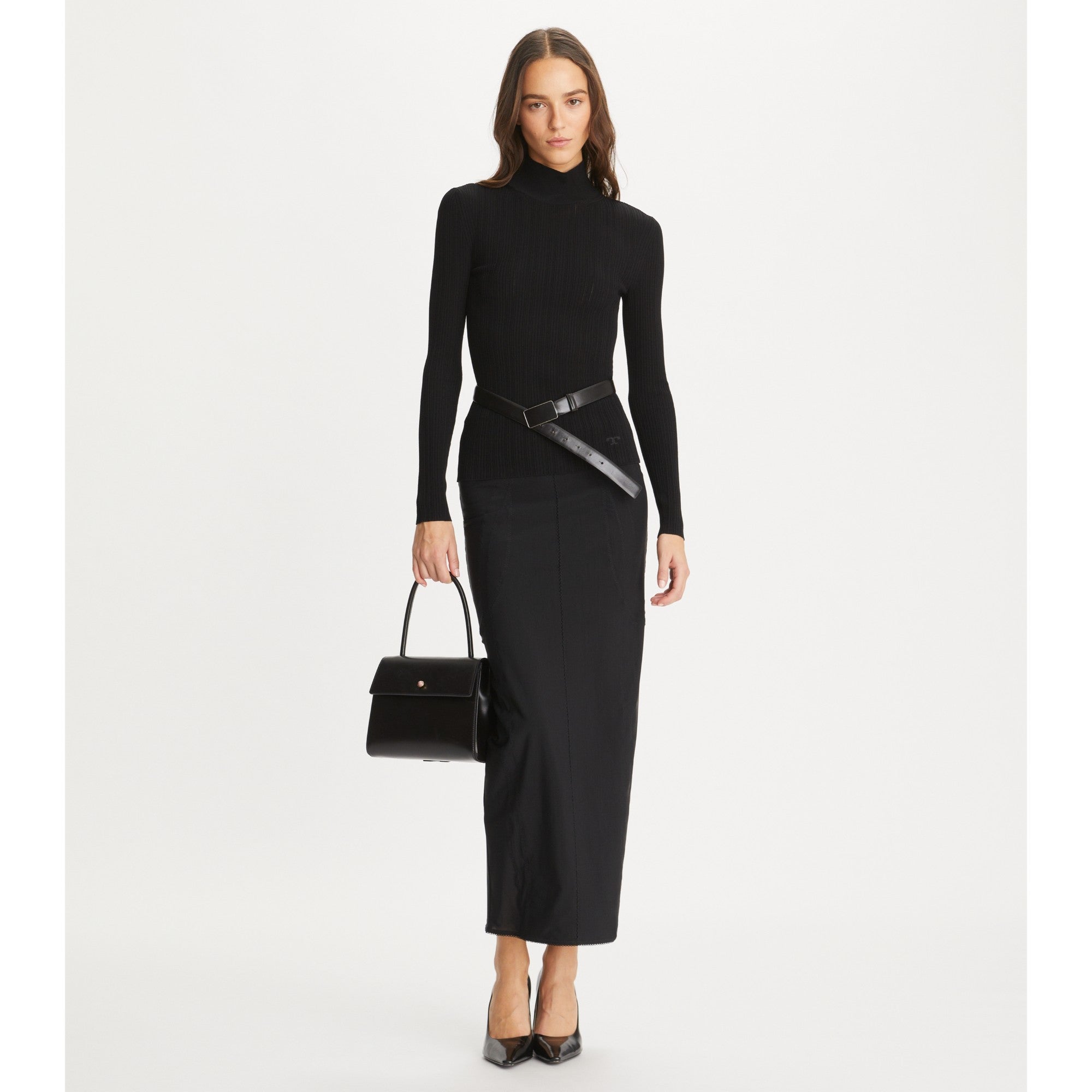 Women Pointelle Nalfred T-Neck - Black