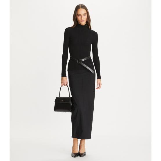 Women Pointelle Nalfred T-Neck - Black