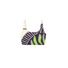 Women Scoop Neck Long Line Bra - Purple Zebra Scarf