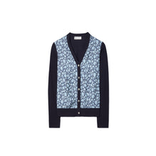 Women Silk Front Cardigan - Medium Navy Floral