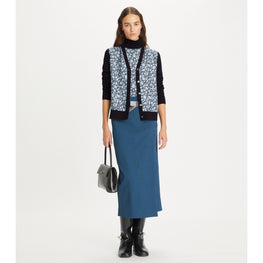 Women Silk Front Cardigan - Medium Navy Floral