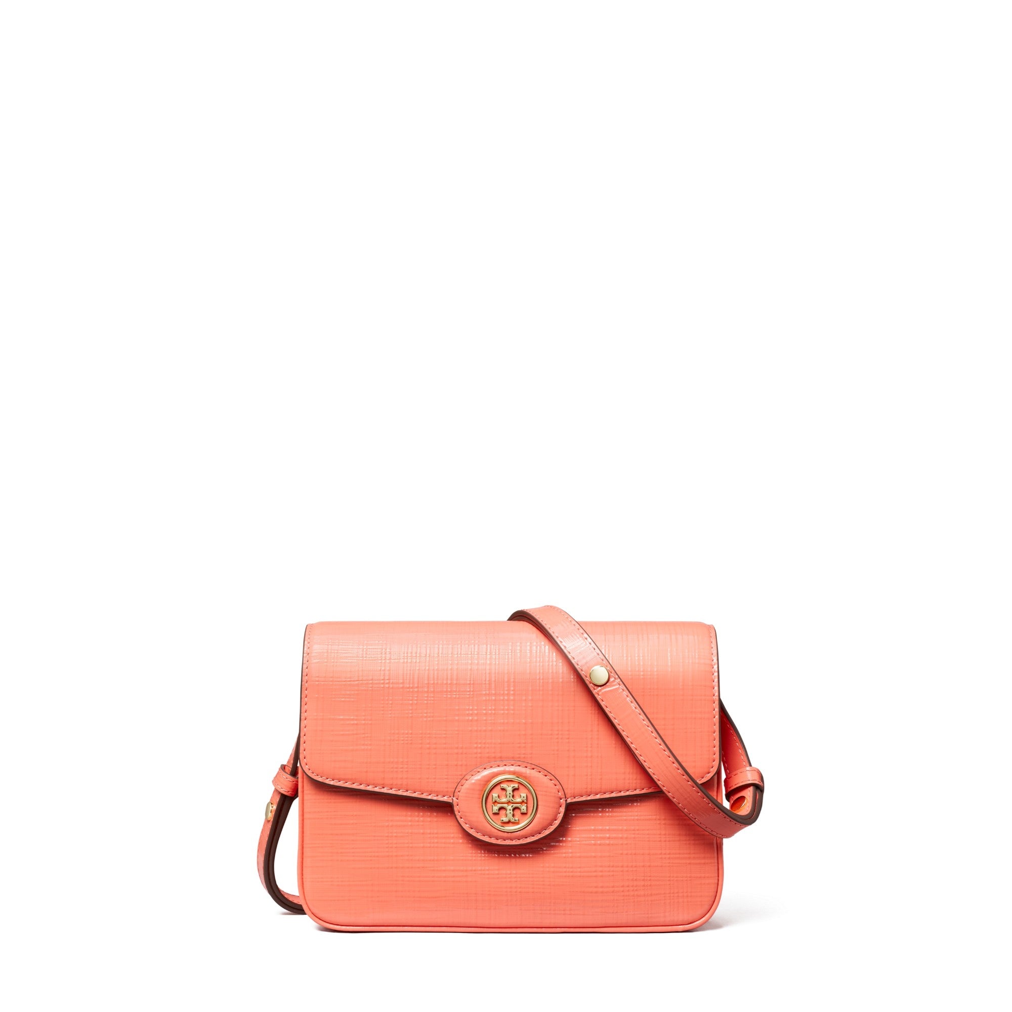 Women Robinson Crosshatched Convertible Shoulder Bag - Coral Crush