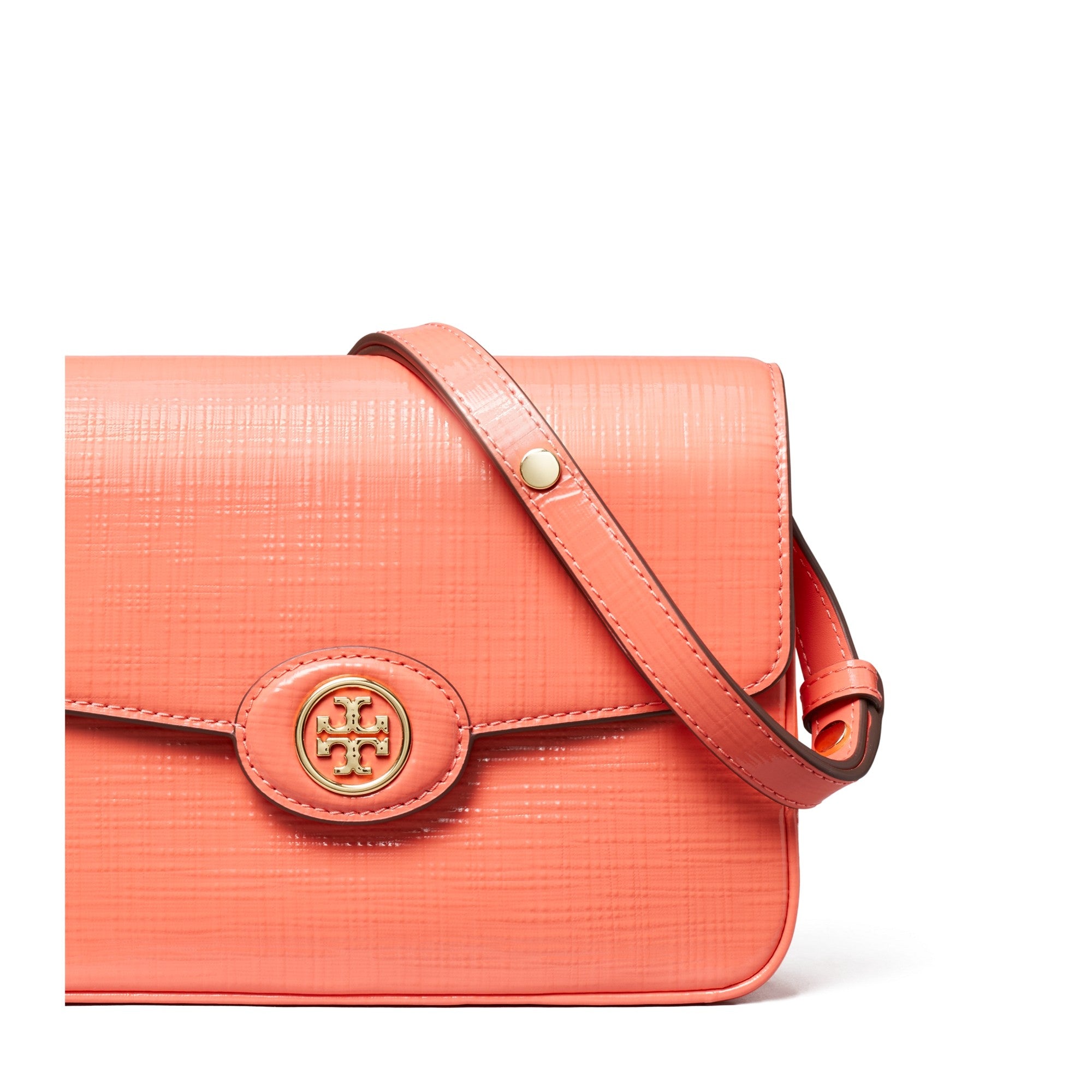 Women Robinson Crosshatched Convertible Shoulder Bag - Coral Crush