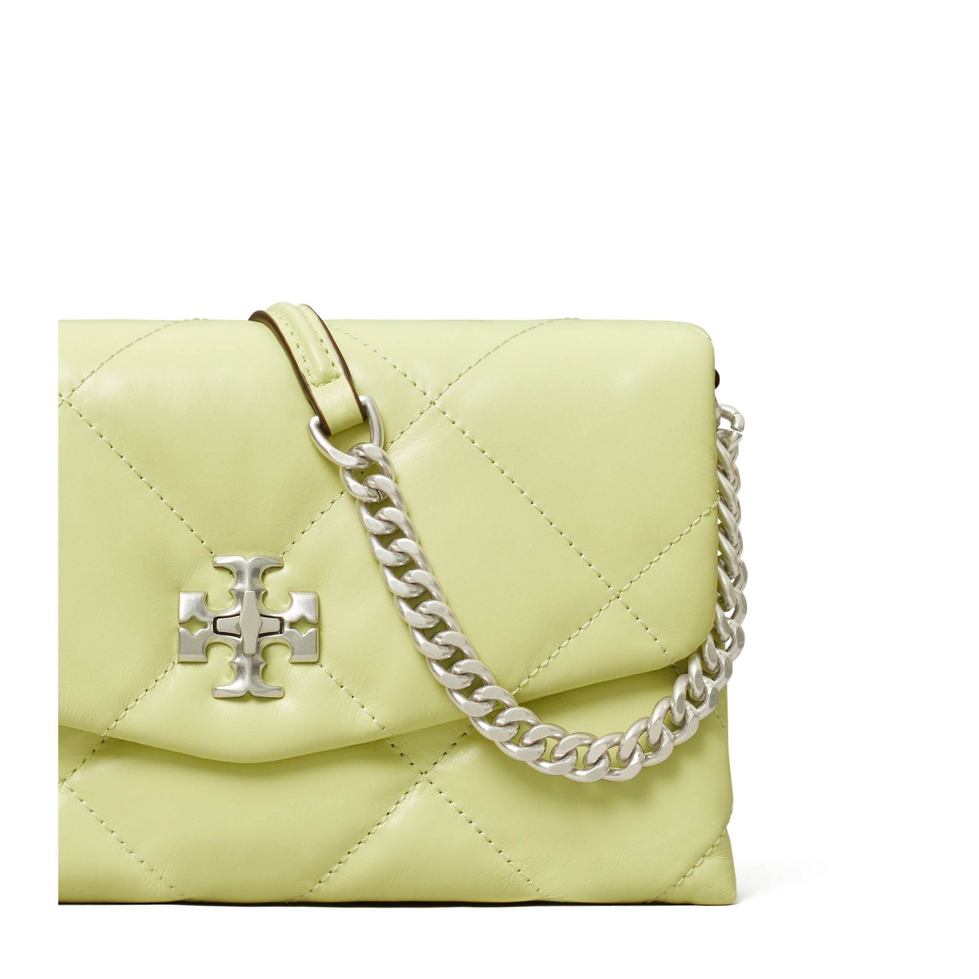 Women Kira Diamond Quilt Chain Wallet - Pear
