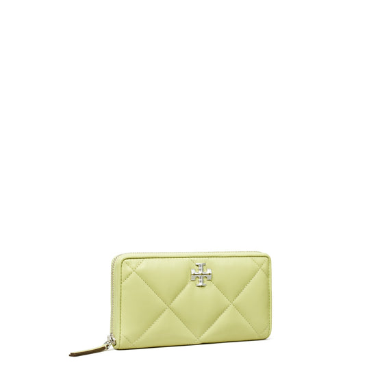 Women Kira Diamond Quilt Zip Continental Wallet - Pear