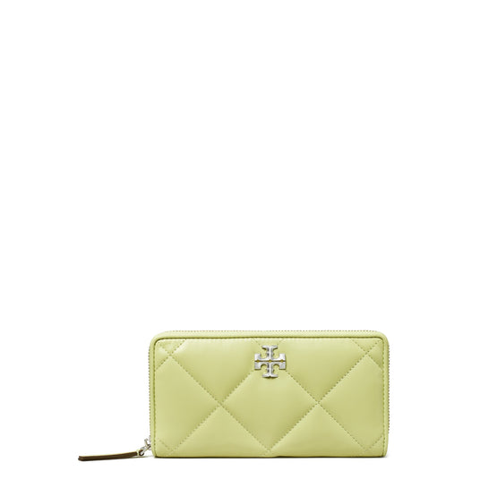 Women Kira Diamond Quilt Zip Continental Wallet - Pear