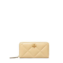 Women Kira Diamond Quilt Zip Continental Wallet - Vanilla Soft Serve