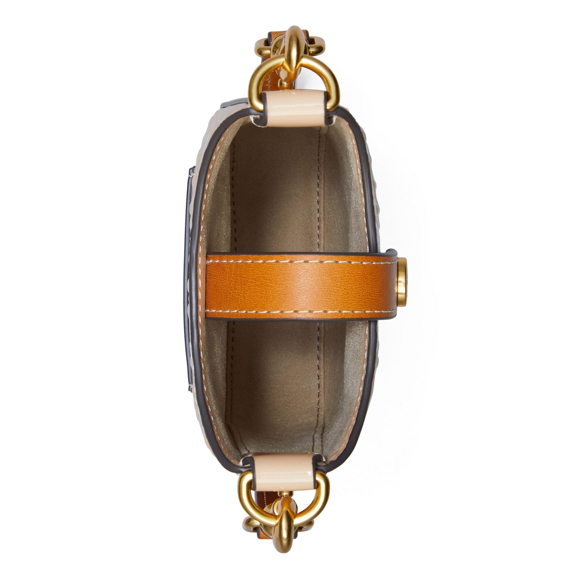 Women T Monogram Patent Embossed Phone Crossbody - Light Peach