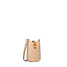 Women T Monogram Patent Embossed Phone Crossbody - Light Peach