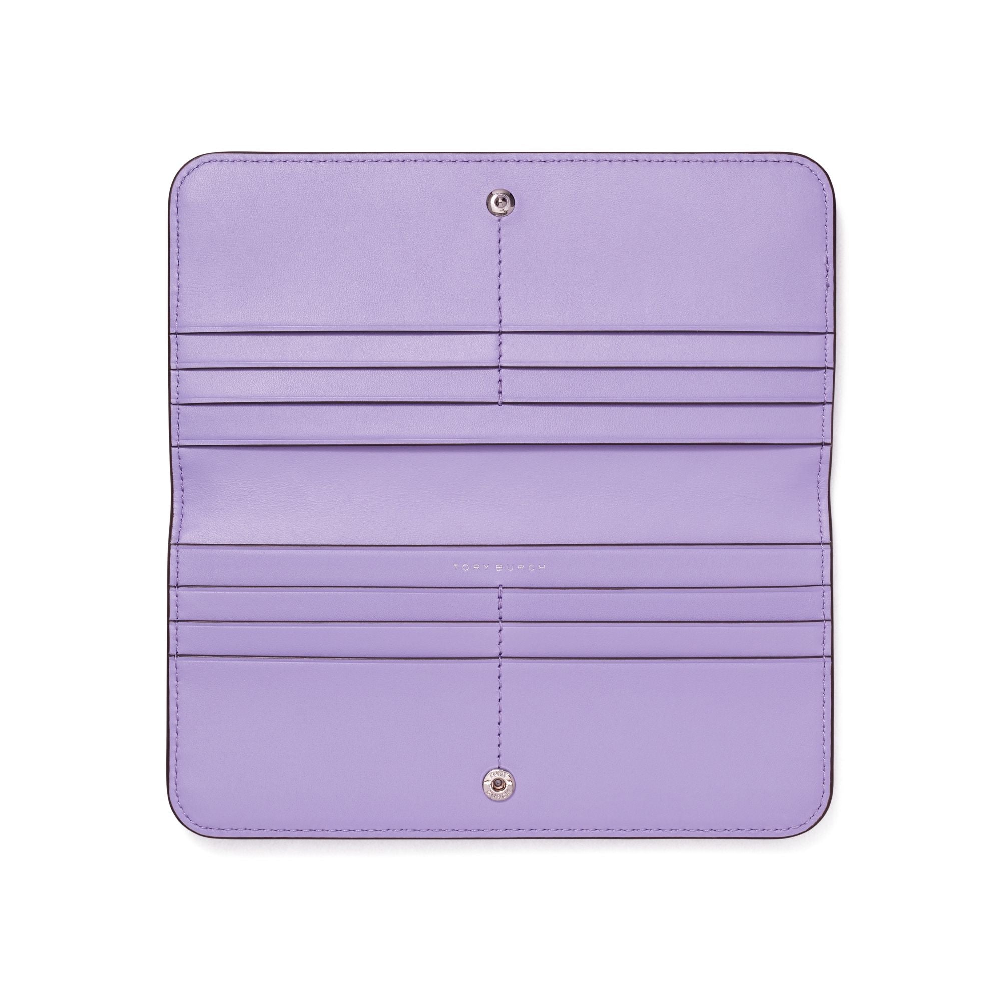 Women T Monogram Tonal Embossed Zip Slim Wallet - Lavender