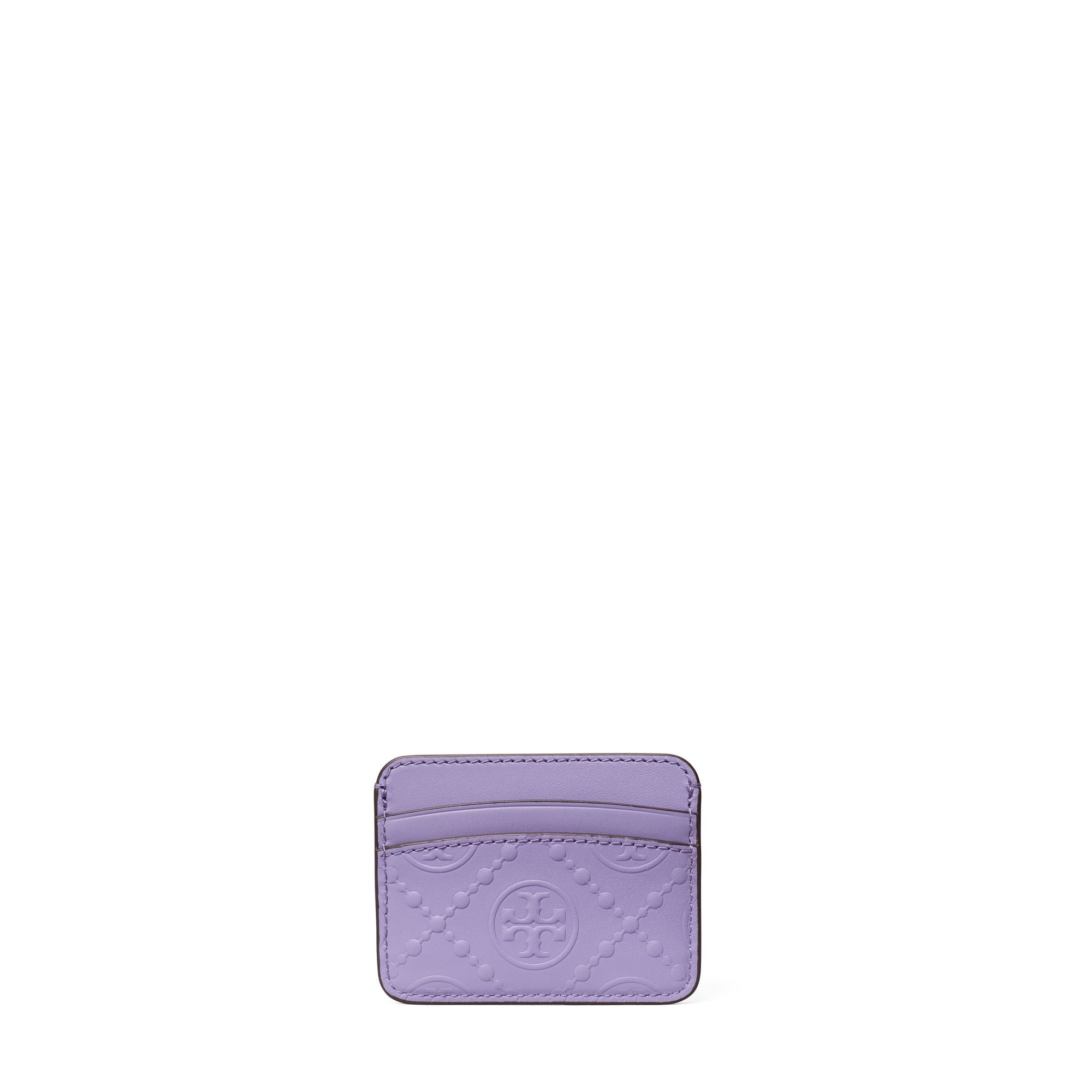 Women T Monogram Tonal Embossed Card Case - Lavender
