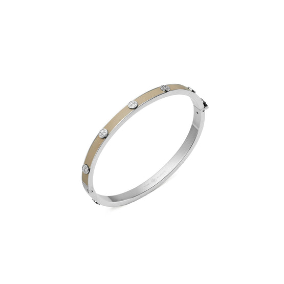 Women Icon Enamel Hinge Bracelet - Tory Silver / Sand