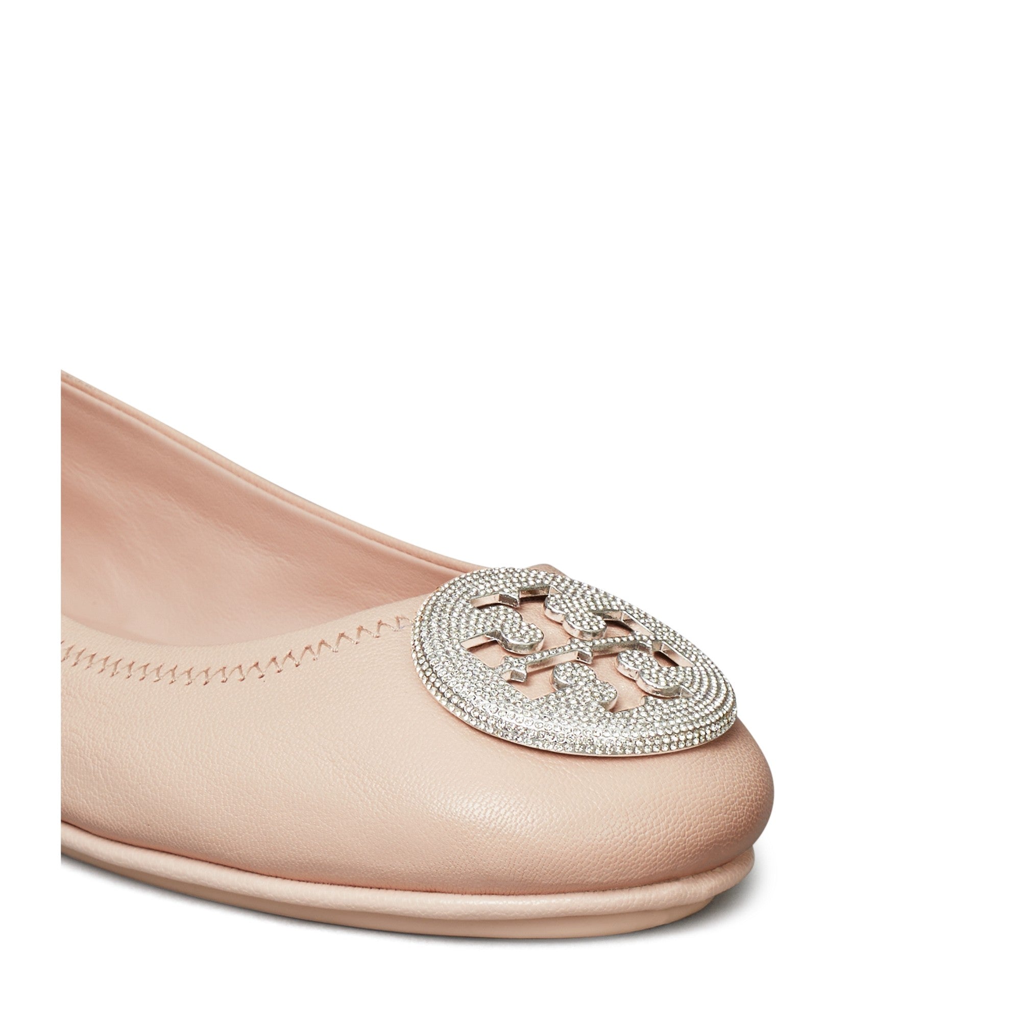 Women Minnie Travel Ballet With Pave Logo - Shell Pink / Silver