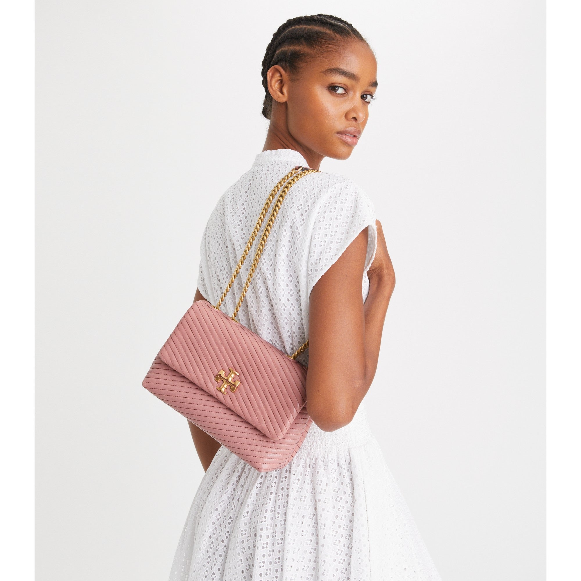 Women Kira Moto Quilt Small Convertible Shoulder Bag - Pink Magnolia