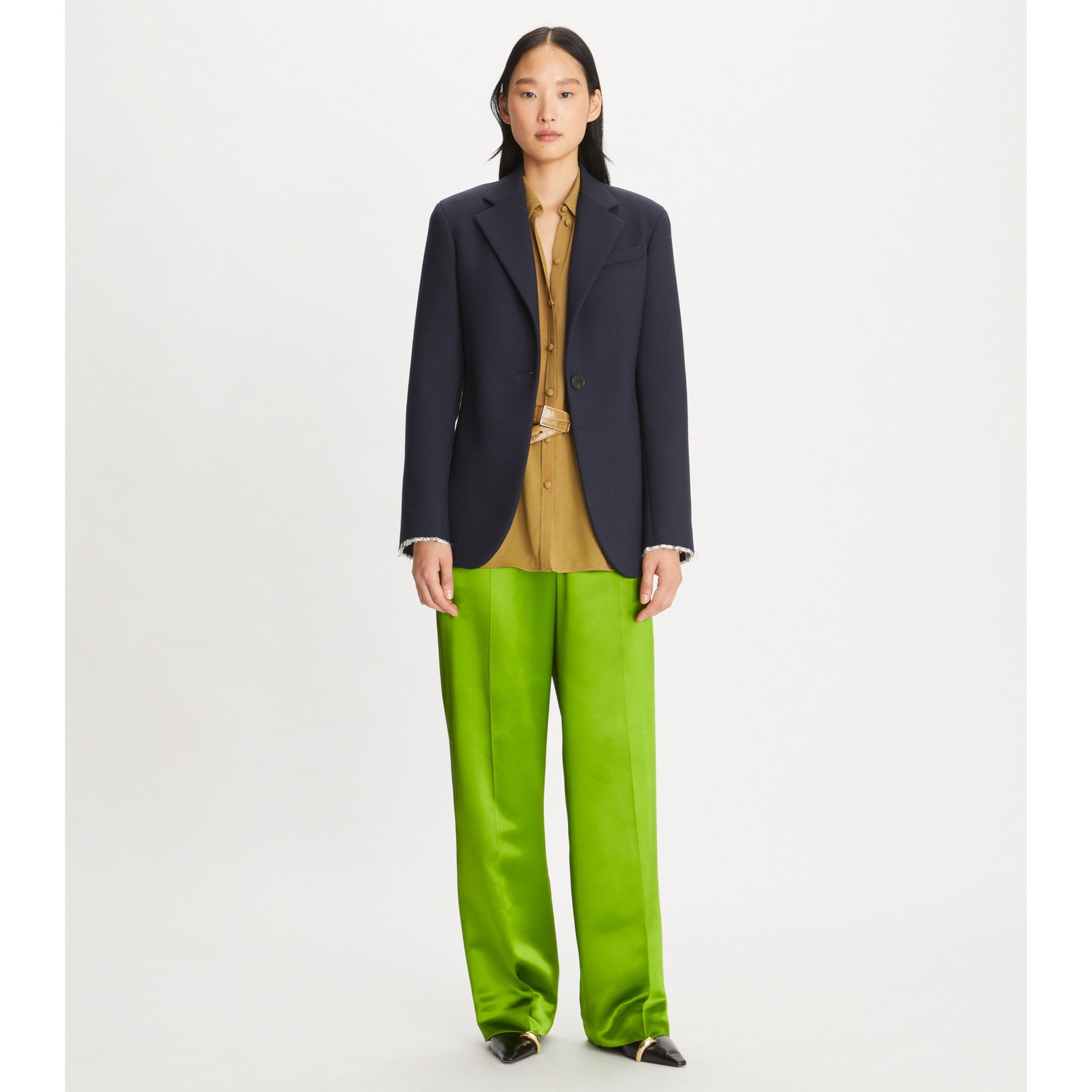 Women Viscose Satin Pant - Brilliant Green