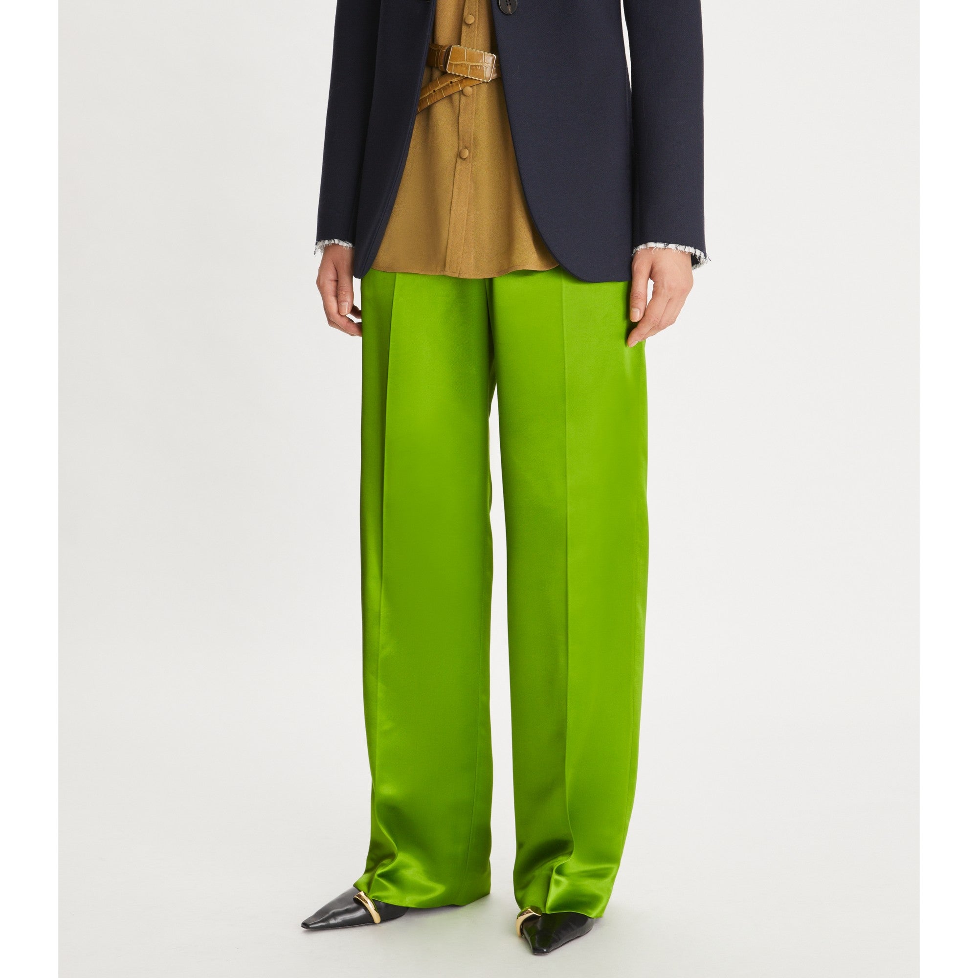 Women Viscose Satin Pant - Brilliant Green