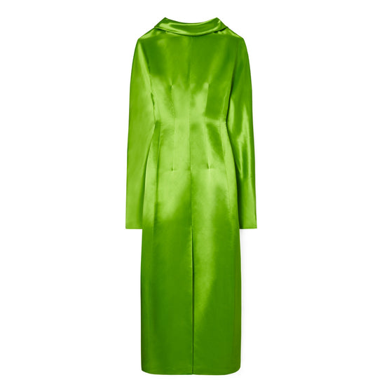 Women High-Neck Satin Dress - Brilliant Green